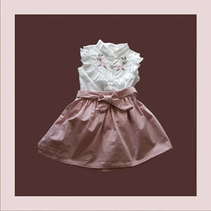 Toddler girl set shirt& skirt size S white/ pink color